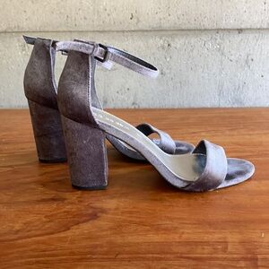 Charcoal Gray Velvet Block Heel from Joe Fresh